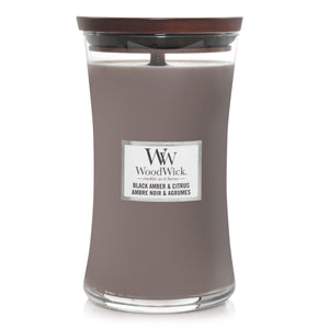 Woodwick - Candela Grande Black Amber & Citrus - Home and Glam